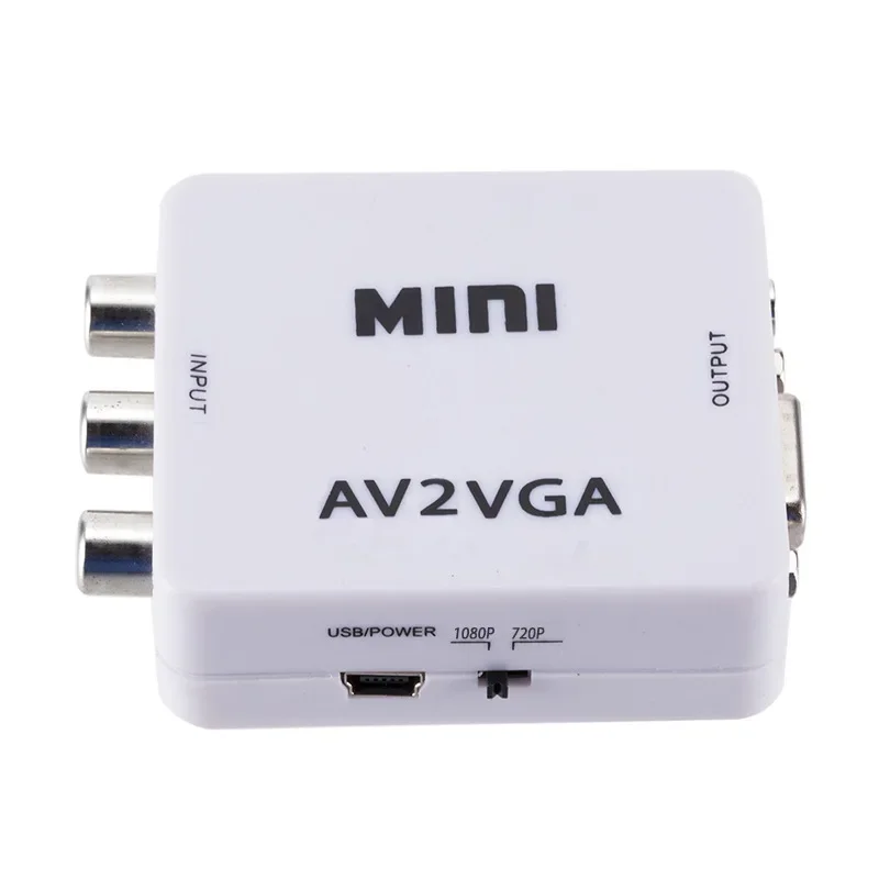 AV2VGA Video Converter Box Mini AV RCA CVBS To VGA Video Adapter With 3.5mm Audio To PC HDTV Converter