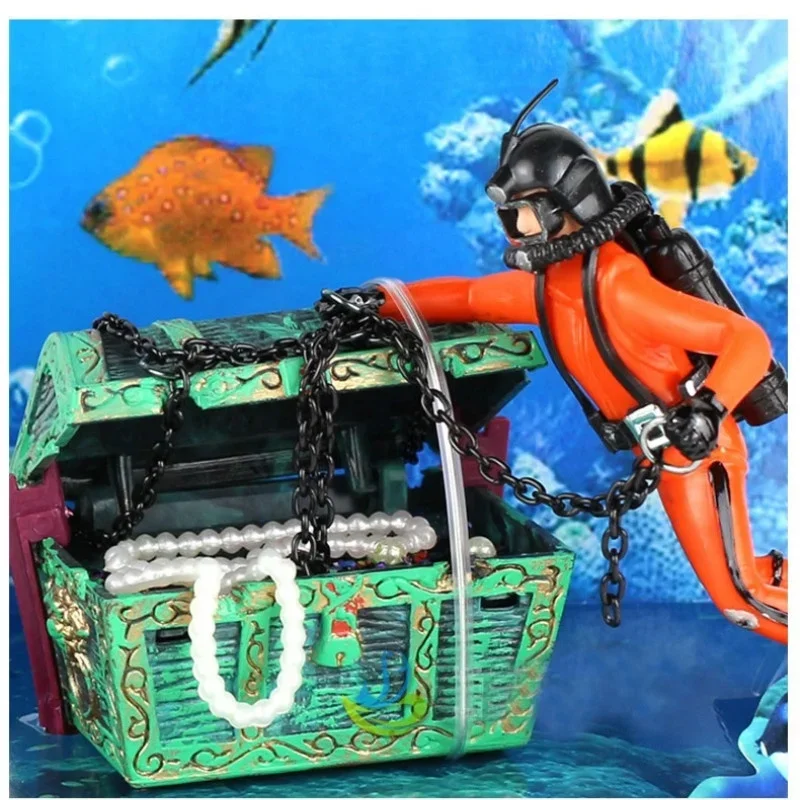 Fish Tank Decoration Treasure Frogman Fish Tank Landscaping Aquarium Pirate Treasure Aquarium Decoration image 4