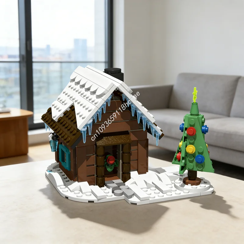 373pcs MOC Winter House Seasonal Christmas Model Building Toys Blocks Construction Christmas Gift Assemble DIY Creative Idea