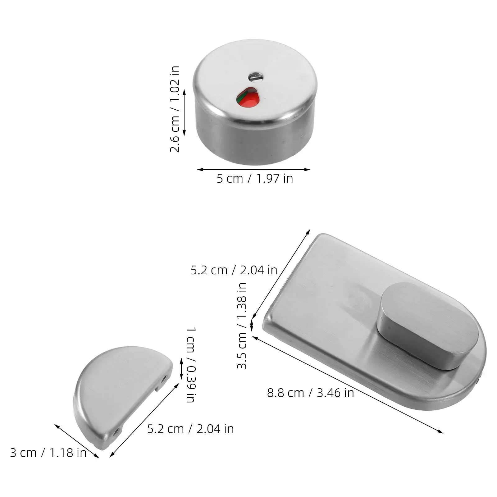 1Set Bathroom Indicator Lock Vacant Occupied Stainless Steel Toilet Partition Lock for Public Restroom Office Mall School