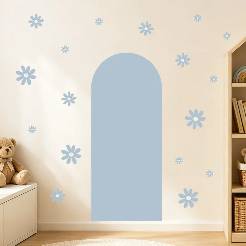 Arch-Shaped Wall DecalsSelf-Adhesive Daisy Stickers Waterproof Oil-Resistant Suitable for Decorating Bedroom Living Room Walls
