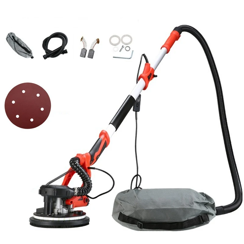 Long Pole Handheld Wall Grinding Machine Disc Sanding Machine Electric Putty Wall Sander Polisher With LED Light 220V