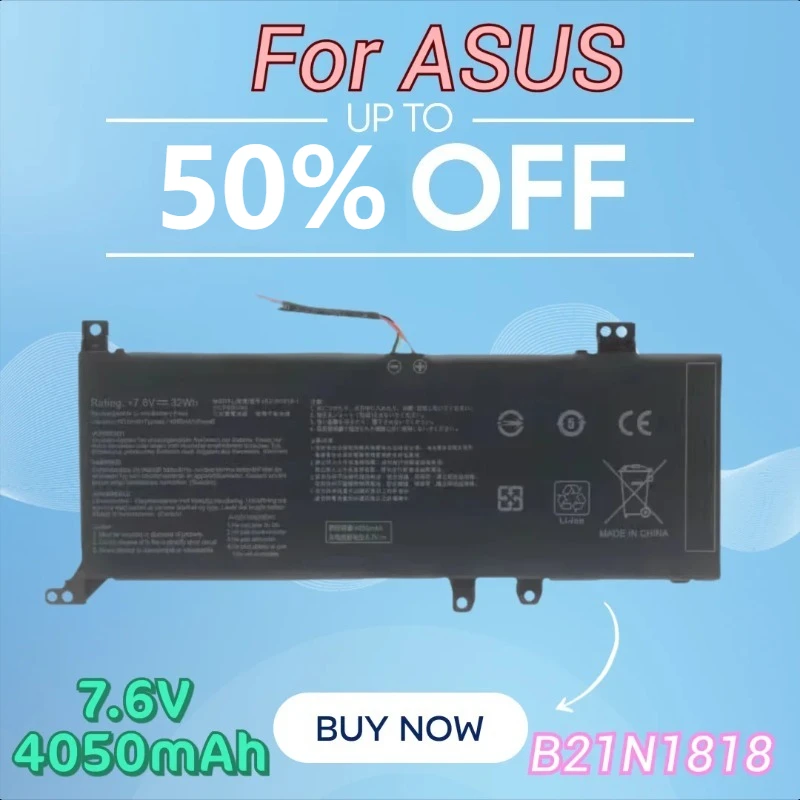 

Аккумулятор для ноутбука 7,6 В, 4050 мАч B21N1818 C21N1818 для ASUS Y4200F Y5200F FL8700F V5000j V4000F Y5100U