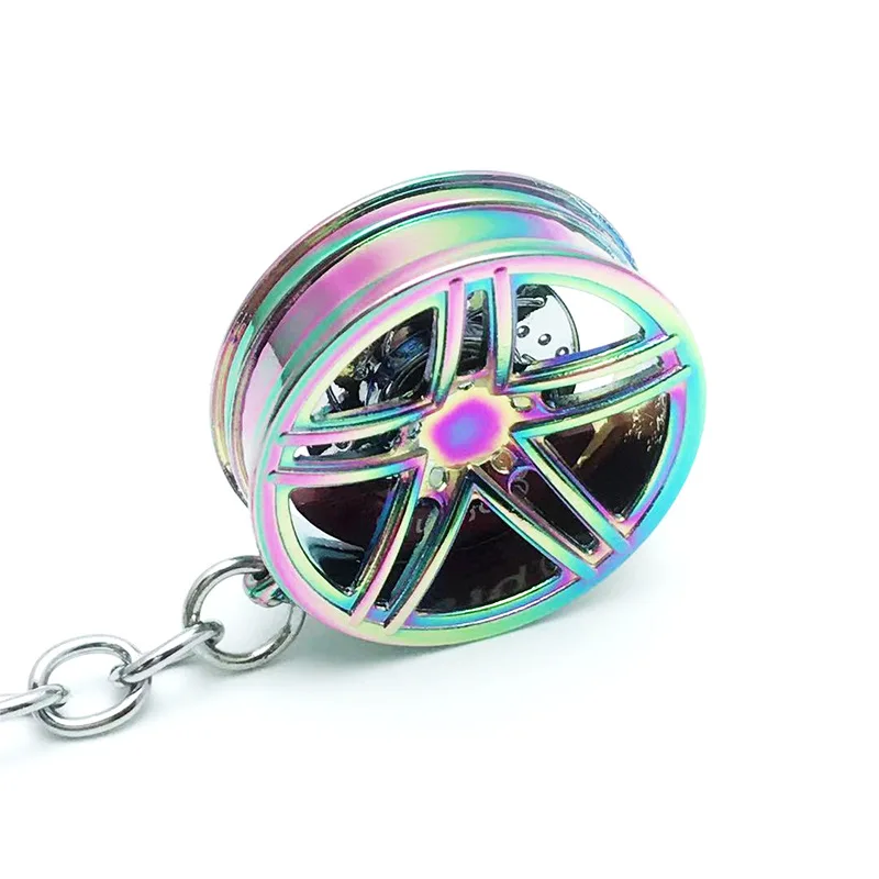 Automotive AMG Wheel Hub Keychain Metal Car Modification Brake Wheel Hub Key Pendant Defense Finger Ring