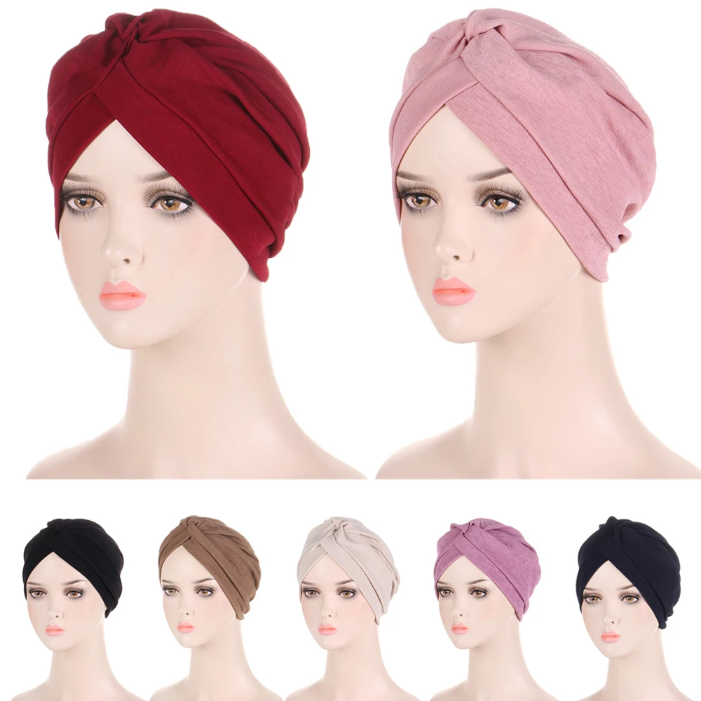 

New Underscarf Women Plain Hijab Hat Muslim Hijab Beanies Indian Turban Bonnet Hair Loss Cover Headscarf Wrap Chemo Cap Skullies