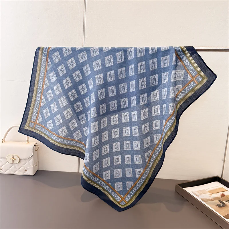 Scarf Women Square Scarf Geometric Block Chevron Print Bandana Headscarf Shawl Neck Wrap Sun Protection Hijab Women Scarf