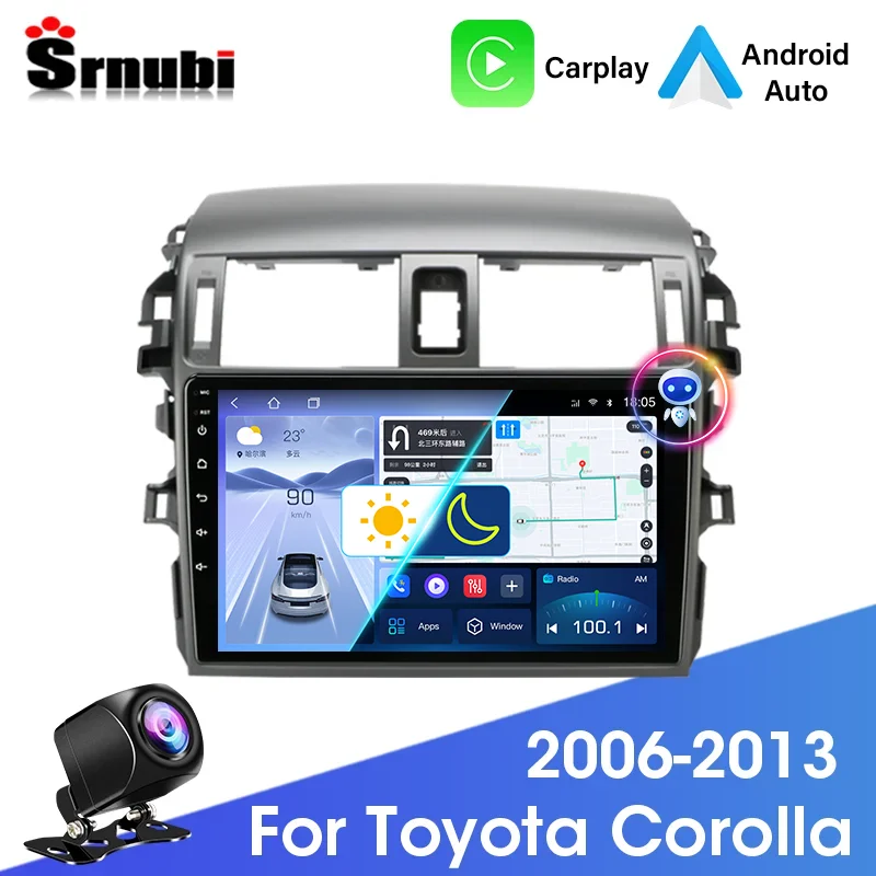 

Srnubi 2 Din Android 12 Carplay автомобильный радиоприемник для Toyota Corolla E140 E150 2006-2013 мультимедийный плеер GPS-навигация 2din авторадио