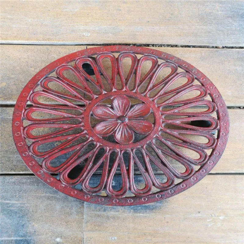 

Cast iron flower tray movable flower stand with wheel tray balcony green plant base