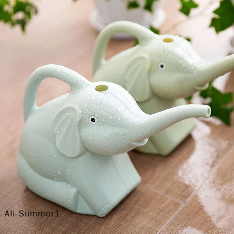 【E】علبة سقاية على شكل فيل لطيف سعة 2 لتر، وعاء سقي بلاستيكي طويل للري والنباتات الداخلية والخارجية والحديقة المنزلية #4