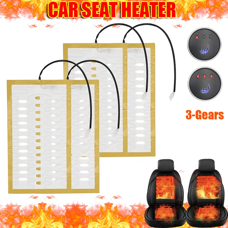 

12V Car Seat Heater Pad Alloy Wire Heating Pad Built-In Car Seat Heater with 3-Level Temperature Controller for 2 Seats