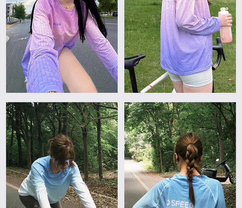 MKEW Damen-Langarm-Mountainbike-Sweatshirt, Sommer-Schnelltrocknendes Downhill-Radtrikot/Laufshirt, T-Shirt für den täglichen Arbeitsweg – Detail 31