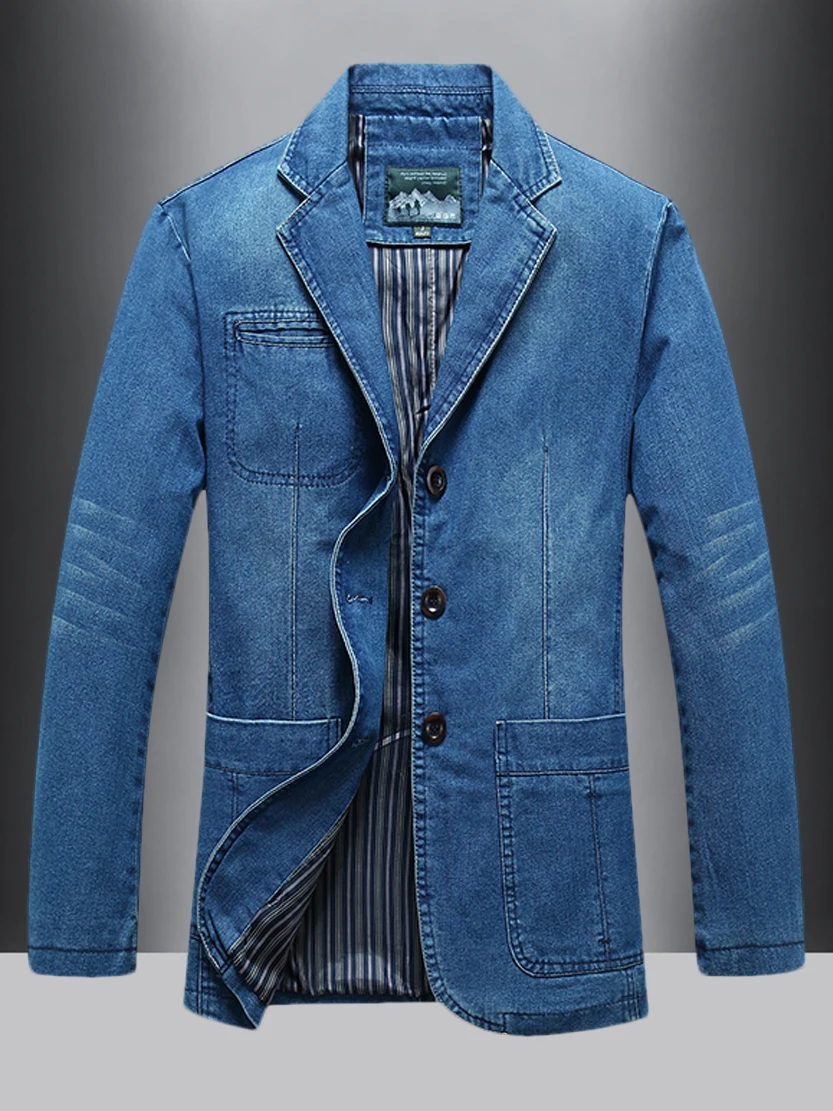 

Американский ретро-костюм из износостойкого денима: свободный крой, дышащий, из чистого хлопка, мужской, модный, городской стиль, весна-осень