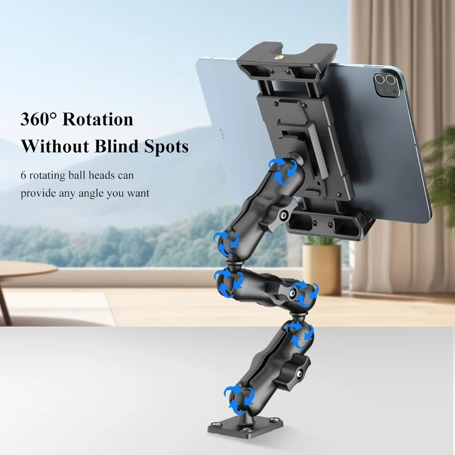 OHLPRO Supporto per tablet con base per trapano per carichi pesanti Supporto per iPad regolabile a 360° per cruscotto per camion Supporto a 3 fasi per iPad 513 Pro Air Mi