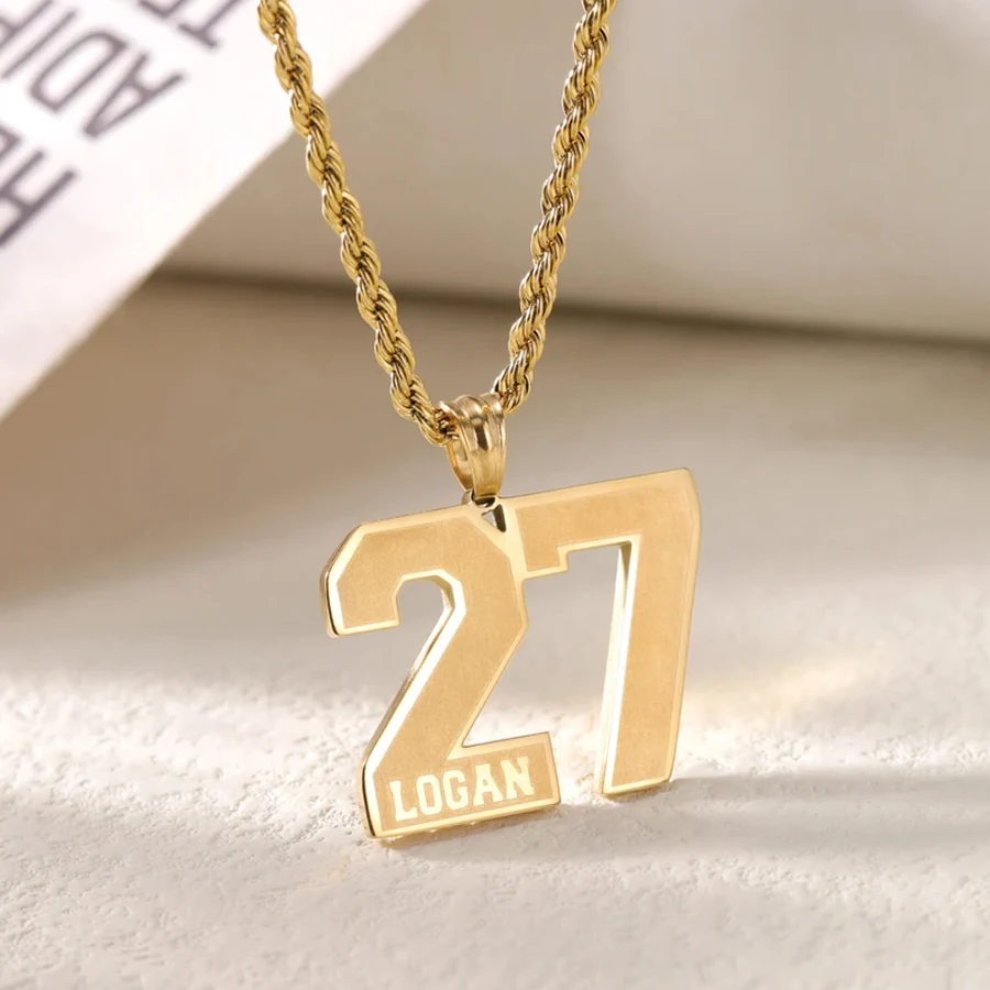 Acheerup Personalized Engrave Name Necklace for Women Men Stainless Steel Custom Letter Numbers Rope Chain Pendant Jewelry Gift