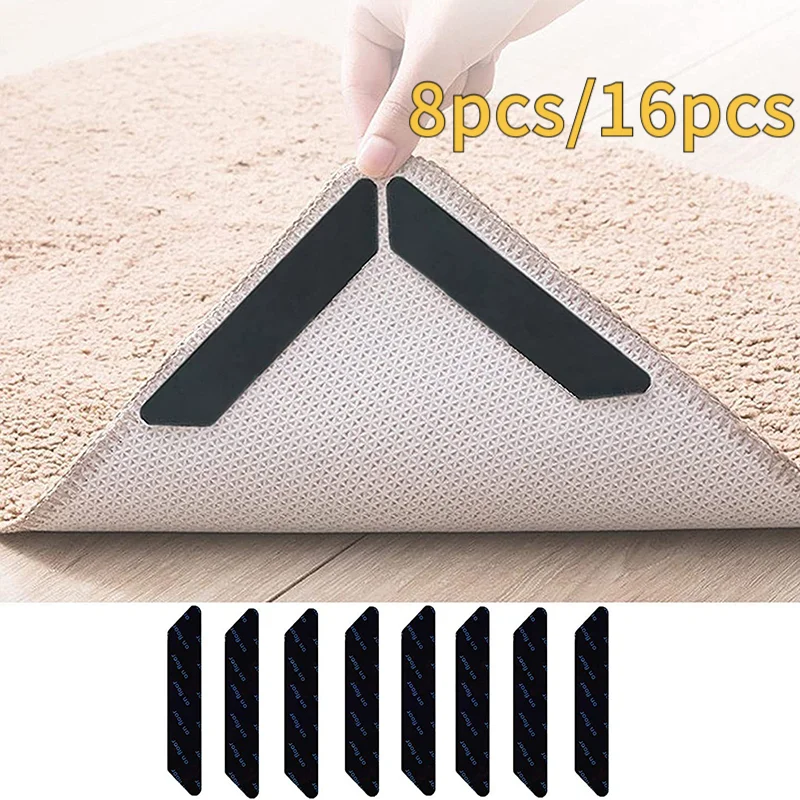Carpet Non-slip Sticker Reusable Washable Anti-slip Mat Anti Curling Rug Pads Floor Carpet Corner Clip Fixed Grippers Tape