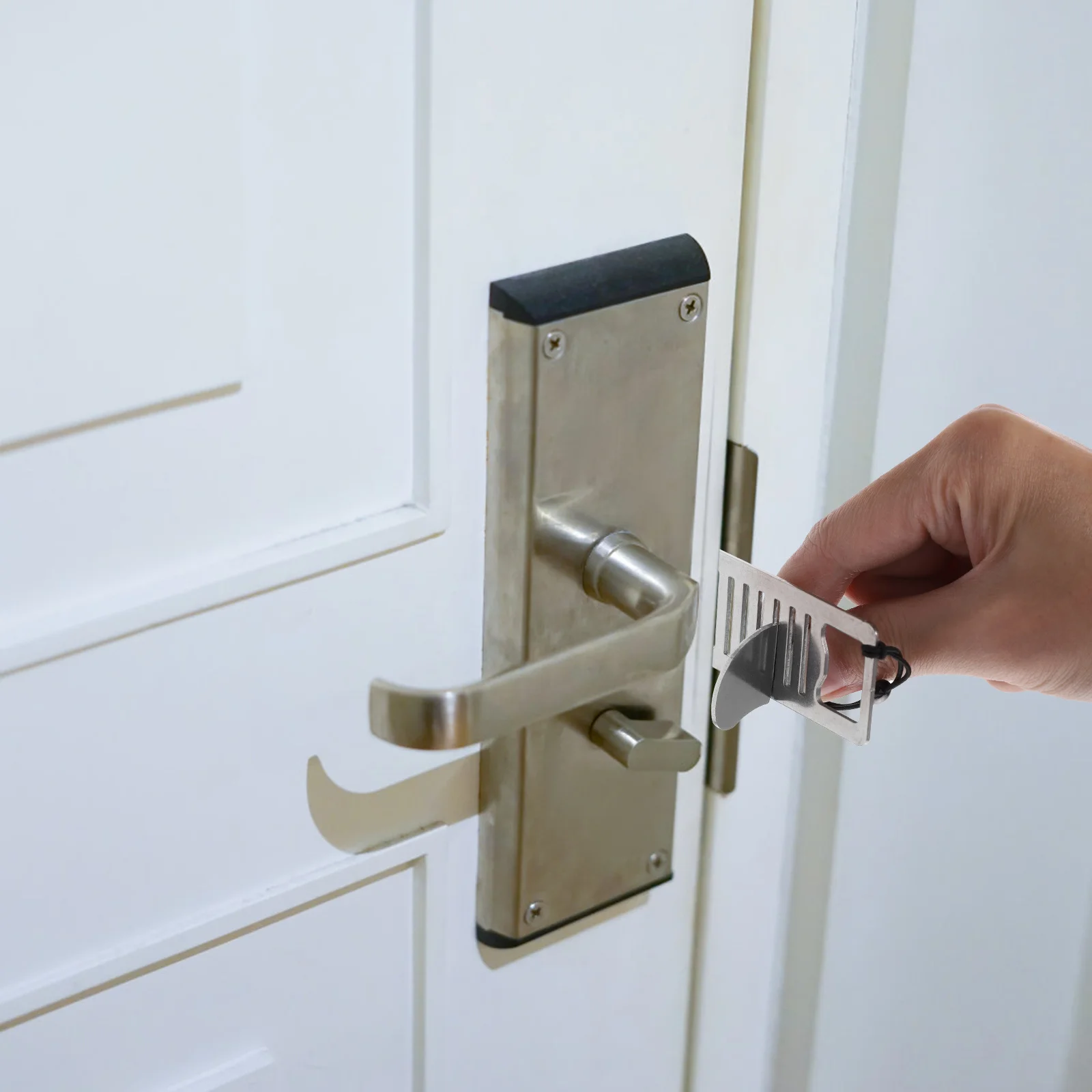 

Door Stopper Security Bar Stainless Steel No Drill Installation For Travel Home Hotel Apartment Door Lock Safety Device