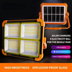 500W 1000W Solar LED Work 4Model USB Rechargeable Battery Outdoor Waterproof USB Spotlight Solar Panel Camping Lamp 100W