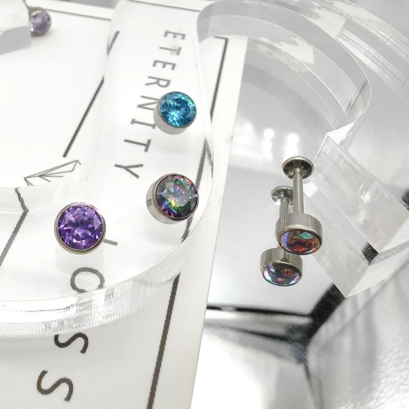 1/10 قطعة F136 التيتانيوم ثقب 16 جرام تشيكوسلوفاكيا Labret أقراط الأنف ترصيع الزنمة اللولب الغضروف شقة الظهر أقراط الشفاه ثقب المجوهرات