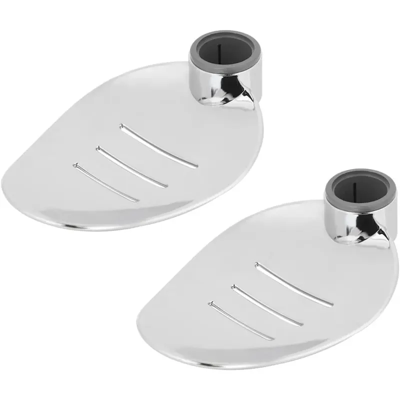 

AT43-Shower Rod Soap Dish(2Pcs), Adjustable Clip-On ABS For Bathroom Soap Holder For Shower Rail Slide Soap Plates