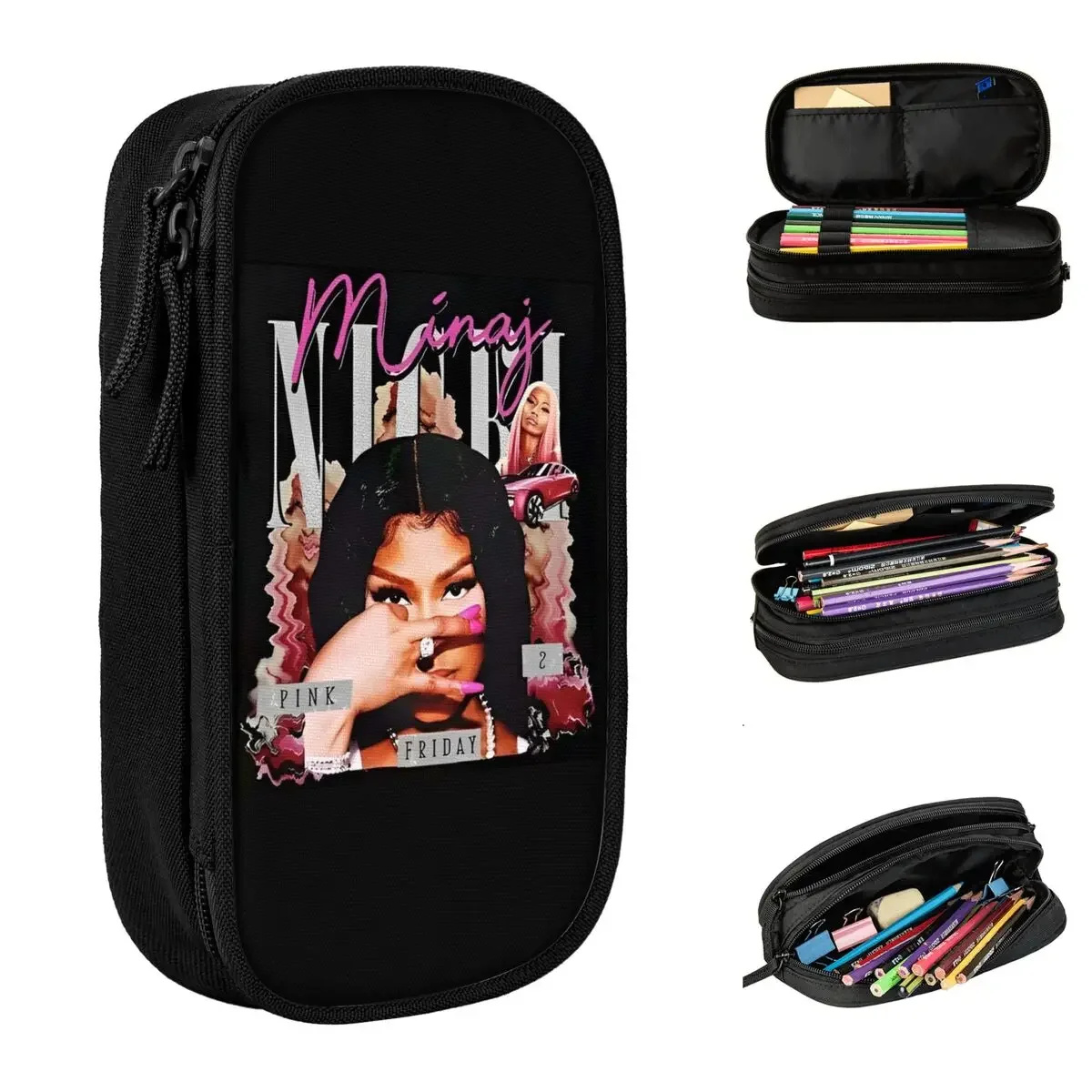 Nicki Minaj Pink Friday Tour Pencil Case Rapper Singer Music Pen Bag for Student Big Capacity Students School Gifts Pencilcases