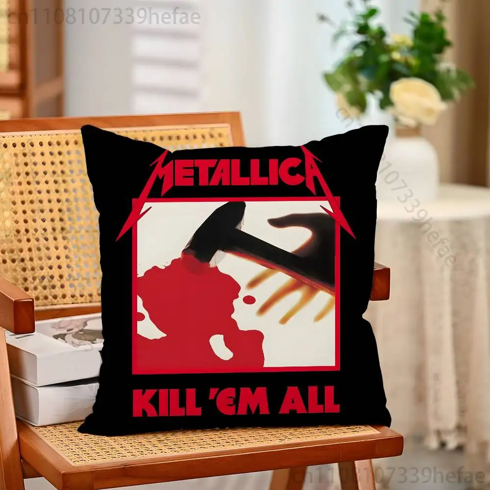M-Metallica Band-Kissenbezüge für Schlafzimmer, Wohnzimmer, Sofa, Heimdekoration, Polyester-Kissenbezug mit Reißverschluss – Detail 7