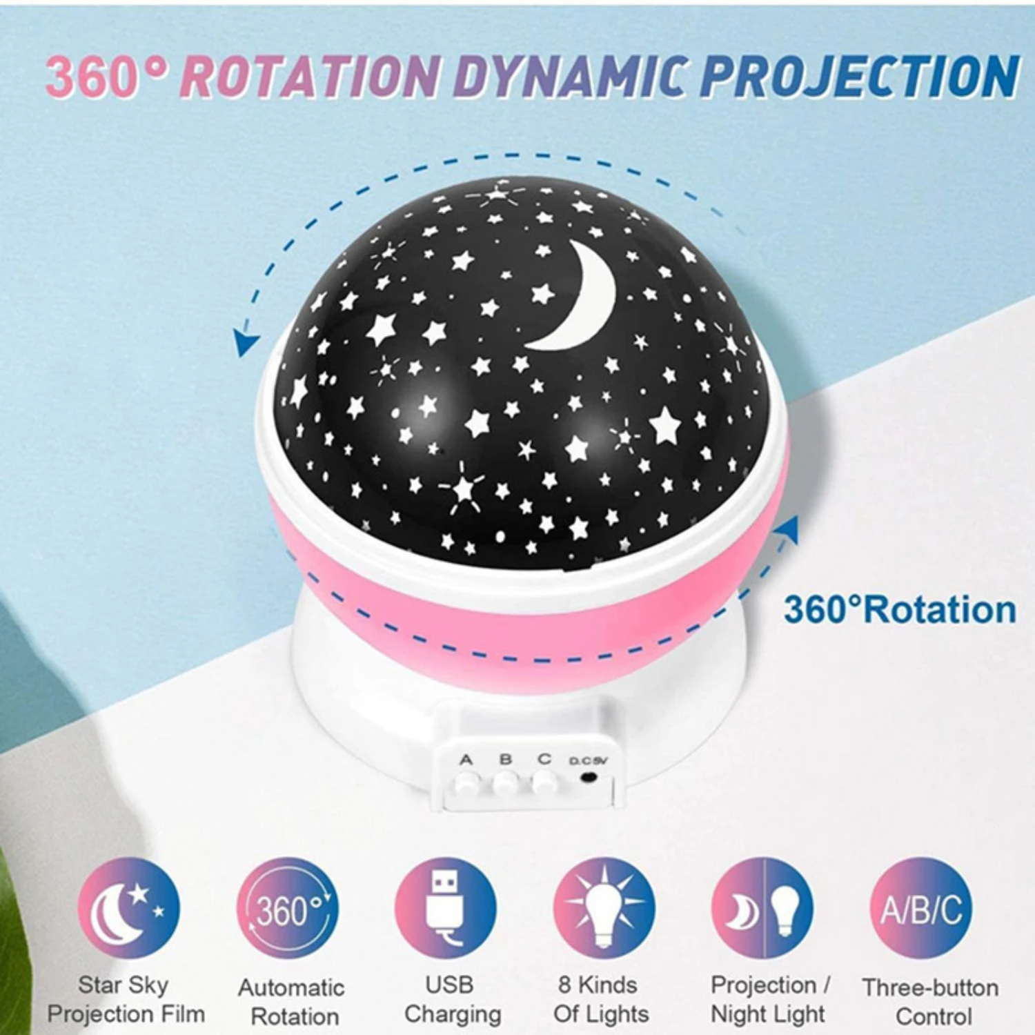 New Magical LED Star Projector Night Light for Children's Bedroom - Rotating and Decorative Lamp with Starry Sky Projection for