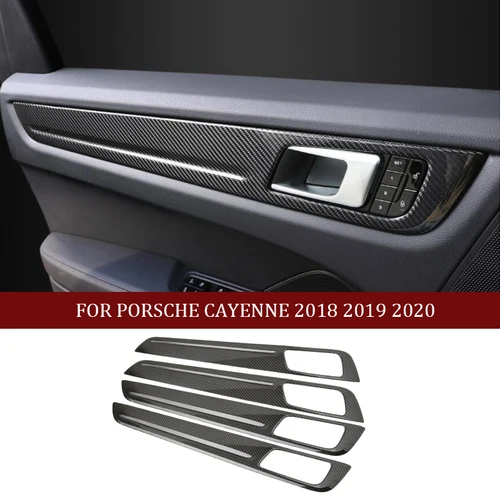 Imagen 1 del producto Cubierta de fibra de carbono para palanca de cambios de coche, accesorio para Porsche Cayenne 2018, 2019, 2020, 2021, 2022