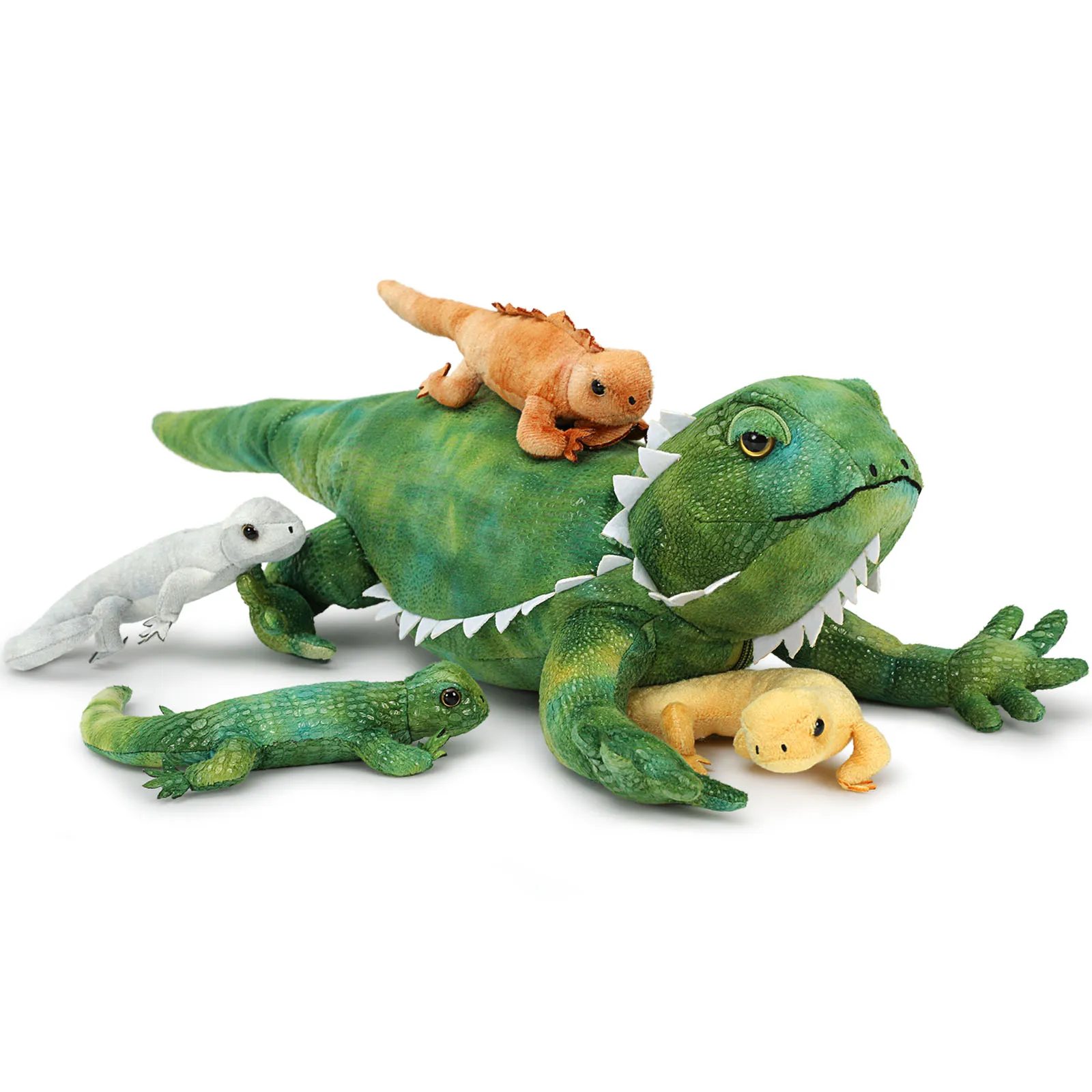 

Мягкая ящерица MorisMos с 4 младенцами внутри, плюшевая ящерица размером 26 дюймов с животом на молнии, фаршированный бородатым драконом