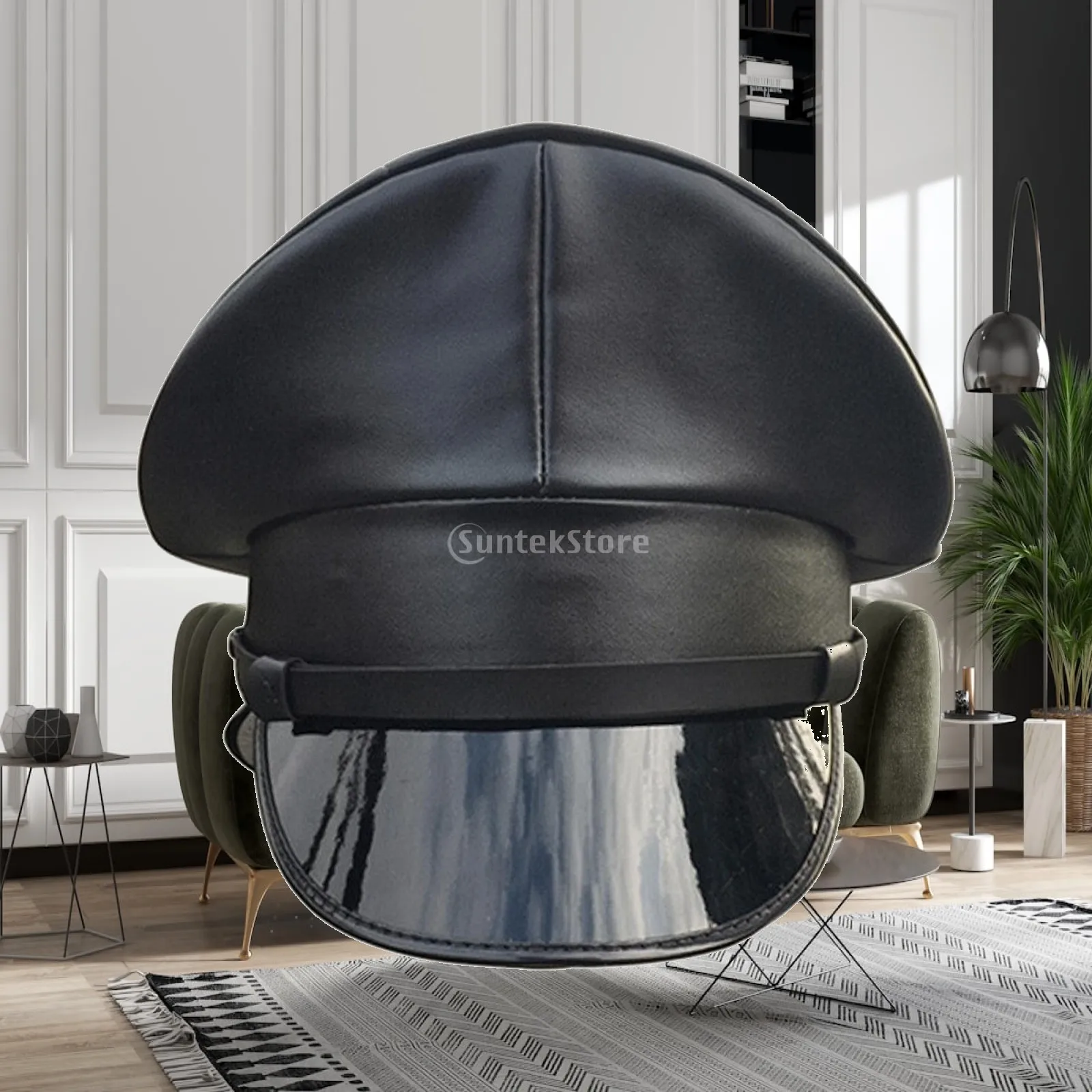 Army Peaked Cap Classic Structured Style Peaked Cap Stage Performance Hat with Decorative Band Long-Lasting Breathable