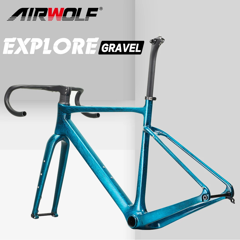 AIRWOLF T1000 Carbon Gravel Frame Disc Brake Max Tire 700C*45C Internal Cable Gravel Bicycle Frameset Road Bike Frame Cyclocross