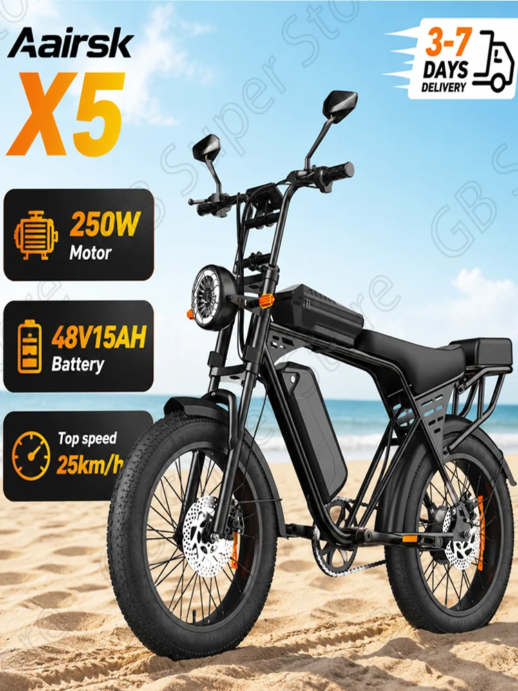 AliExpress NONE Adult Off Road Mountain E-bike 250W Peak Motor 48V15AH Lithium Battery Max 25km/h 20*4.0 Fat Tire Outdoor Cross Country Electric Bike