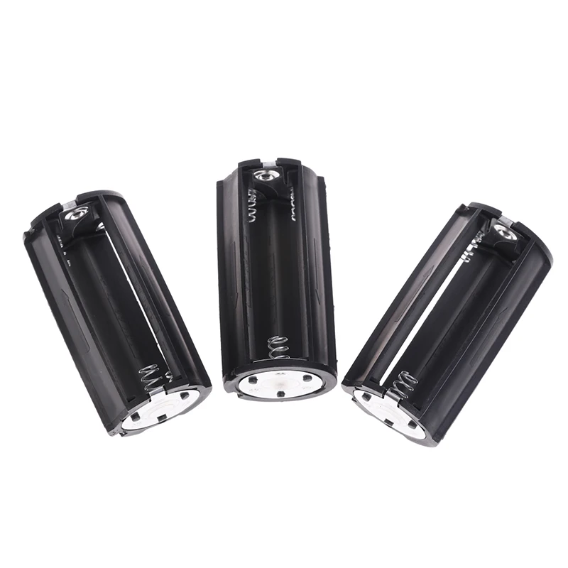 1/3Pcs Black Cylindrical Battery Adapter Case 3x AA to D Size Battery Holder Hold 3 Standard AAA Batteries For Flashlight Lamp