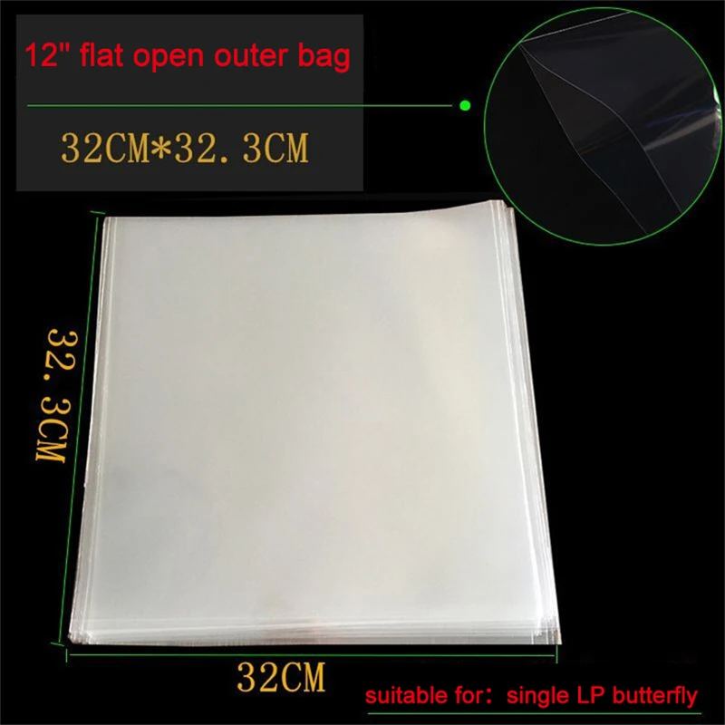 50PCS OPP Gel Recording Protective Sleeve for Turntable Player LP Vinyl Record Self Adhesive Records Bag 12\
