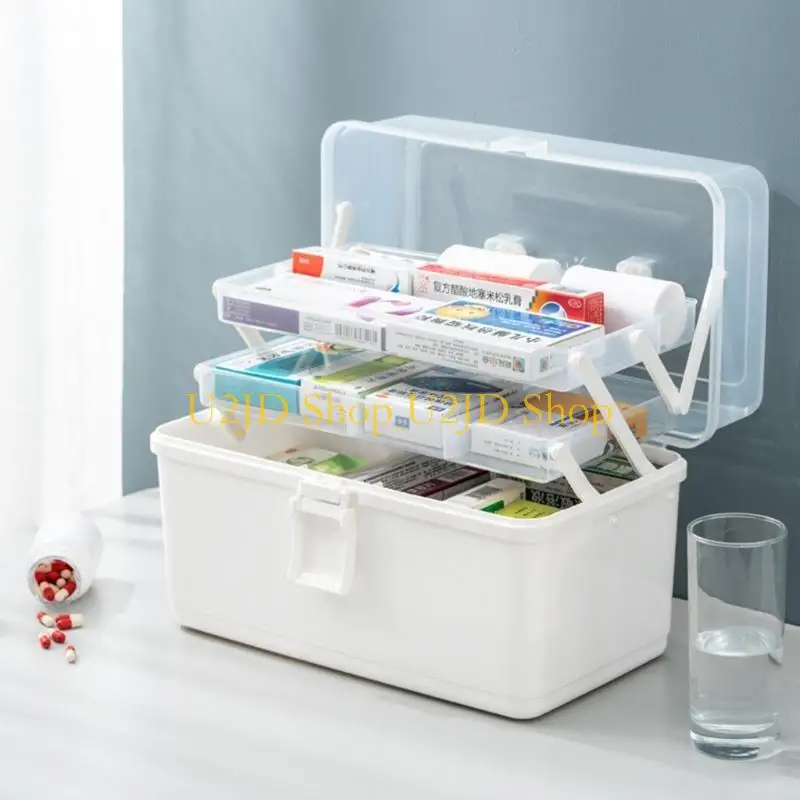 U2JD Plastic for Pill Box Oversize 3-Tier Family Emergency Storage with