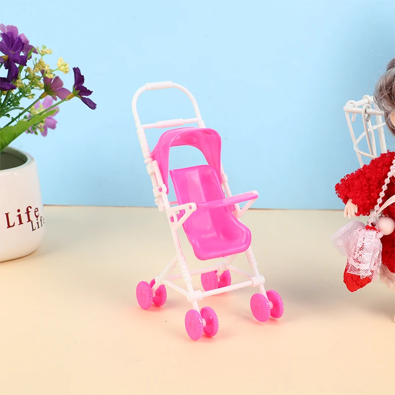 Conjunto de Acessórios para Casa de Bonecas: Carrinho de Bebê Miniatura de 12cm para Bonecas, Peças de Simulação para Decoração de Cena de Casa de Bonecas - Brinquedo