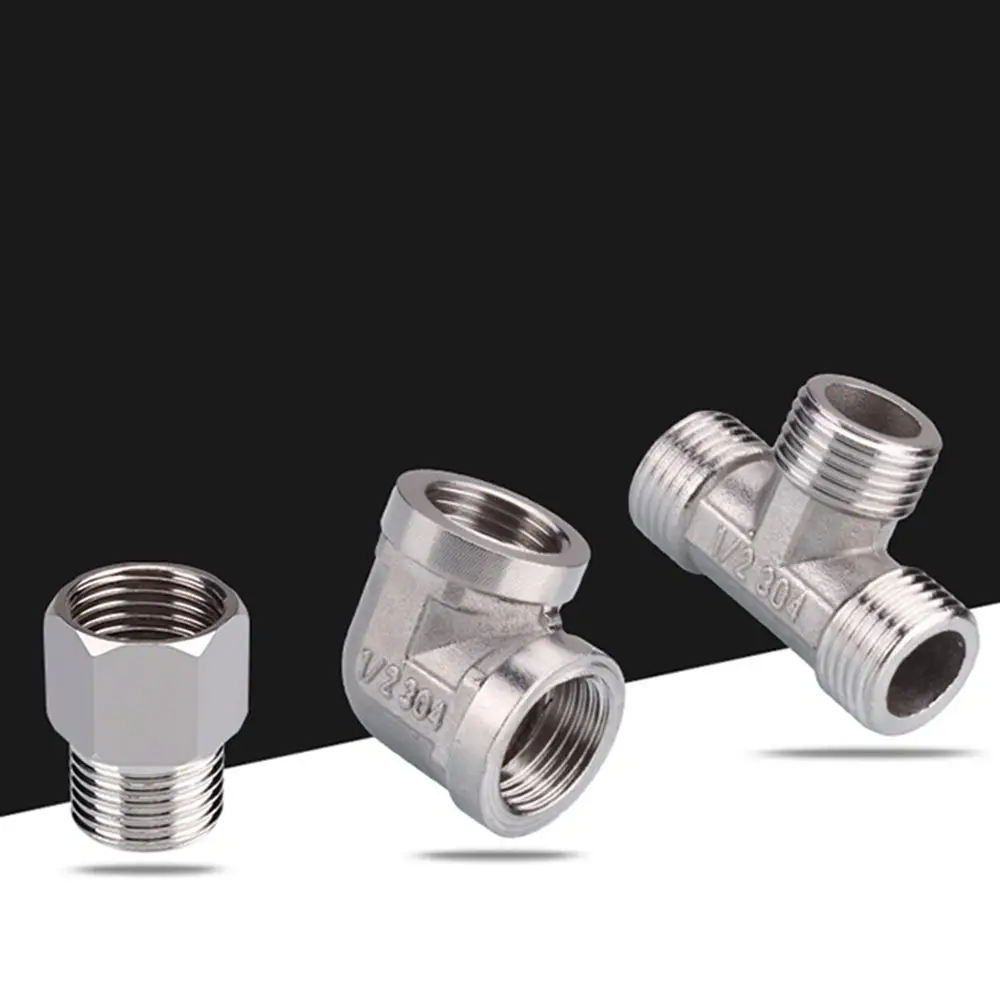 Junta a tope interna, codo roscado hembra-macho, adaptador de Hardware de acero inoxidable, accesorios de tubería para plomería