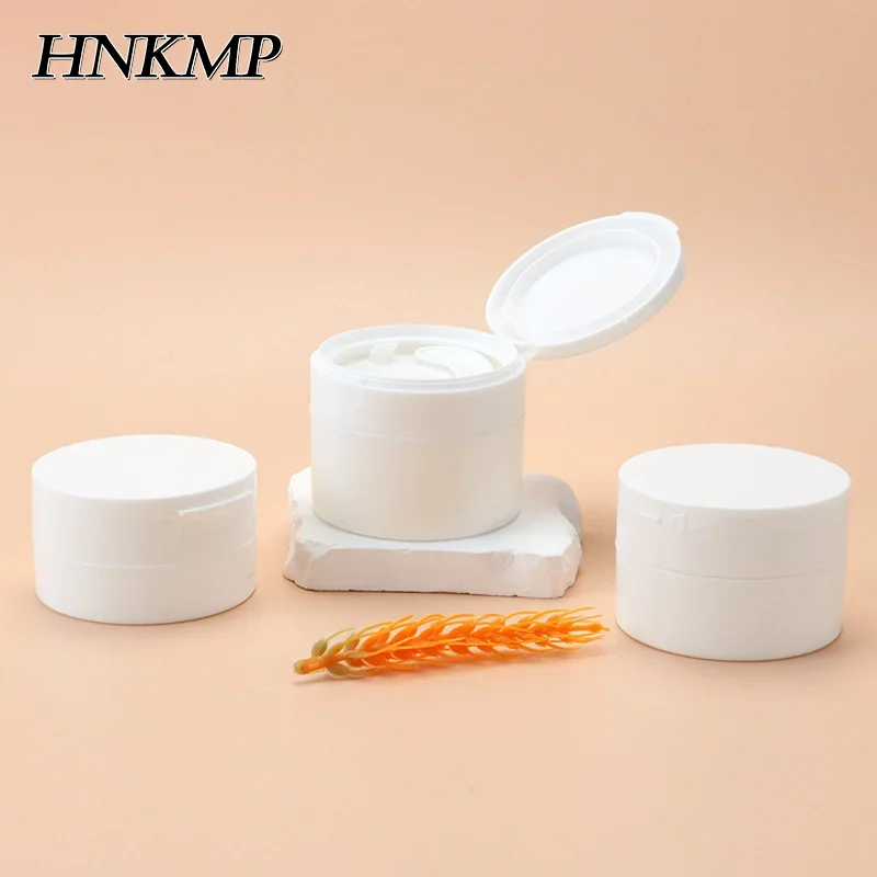 50/80/100g Refillable Bottle With Hand Pulled Mat And Spoon Face Cream Jar Cosmetic Box White Empty Plastic Flip-Top Container