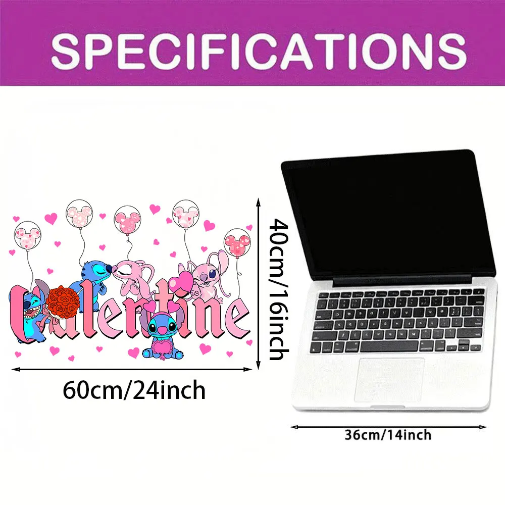 1 غرزة الملاك القلب ملصق عيد الحب الوردي رسالة ملصق الزخرفية - مناسبة للديكور المنزل، يمكن استخدامها على الداخلية، النوافذ، الشرفات، المرايا، الجدران الزخرفية #3