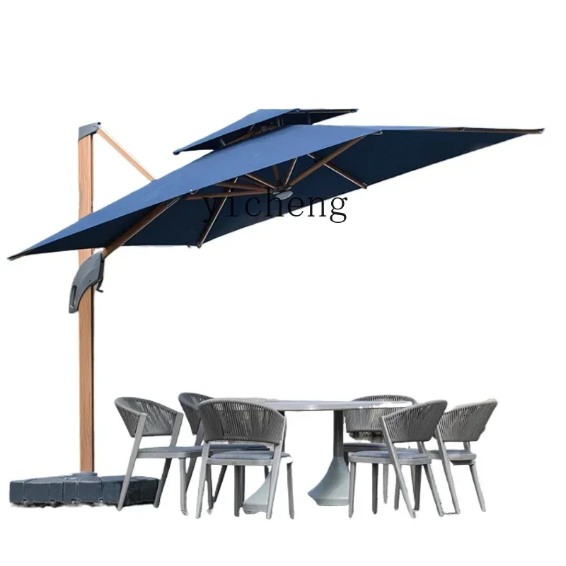outdoor leisure table and chair combination home garden rattan chair courtyard sunshade Roman umbrella