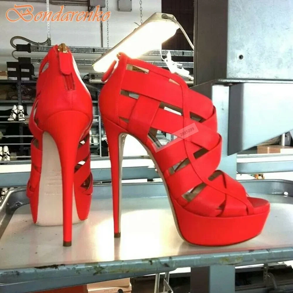 

Сандалии на платформе с ремешками и открытым носком, однотонные сандалии на молнии до щиколотки, летняя женская сексуальная обувь на шпильке, дизайнерская обувь большого размера
