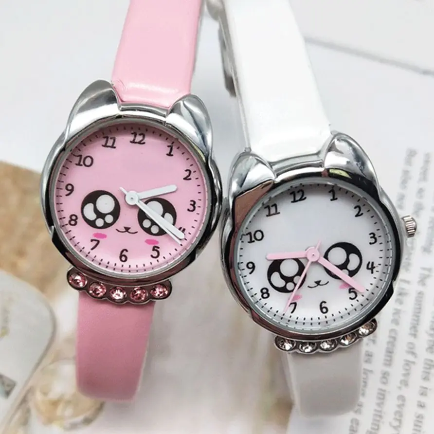 Children Cartoon Watch Girl\'s Quartz Watch Primary School Boy\'s Cute Leather Belt Simple Crystal Clock Baby Gifts Droppshipping