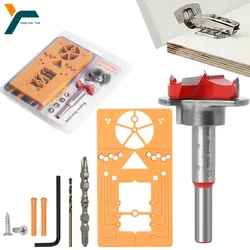 35mm Hinge Hole Drilling Guide Locator Set Adjustable Jig Drill Bit Woodworking Door Hole Opener Formwork Cabinet Instal Tool