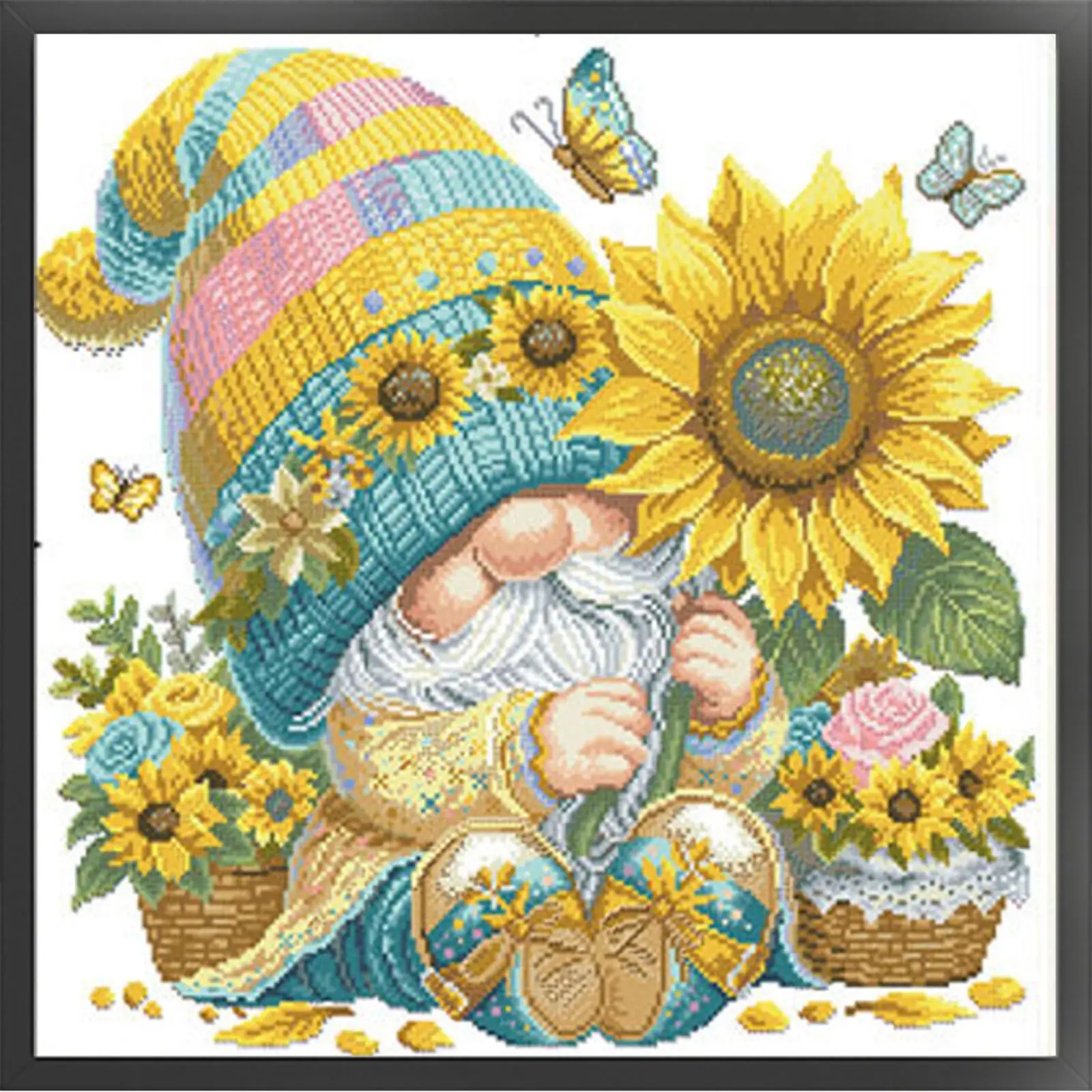 

Partial Embroidery Bead 40x40cm Sunflower Gnome 9CT DIY Cross Stitch Kit Decor