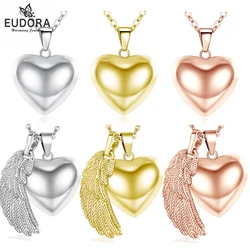 Eudora Harmony Ball Heart Pendant Pregnancy Bola Angel Caller Necklace Simple Smooth Chime Bell Ball Jewelry for Mom's Day Gift