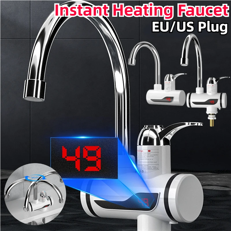 

3000W Instant Tankless Electric Hot Water Heater Faucet Kitchen Instant Heating Tap Water Faucet with LED Digital Display EU/US