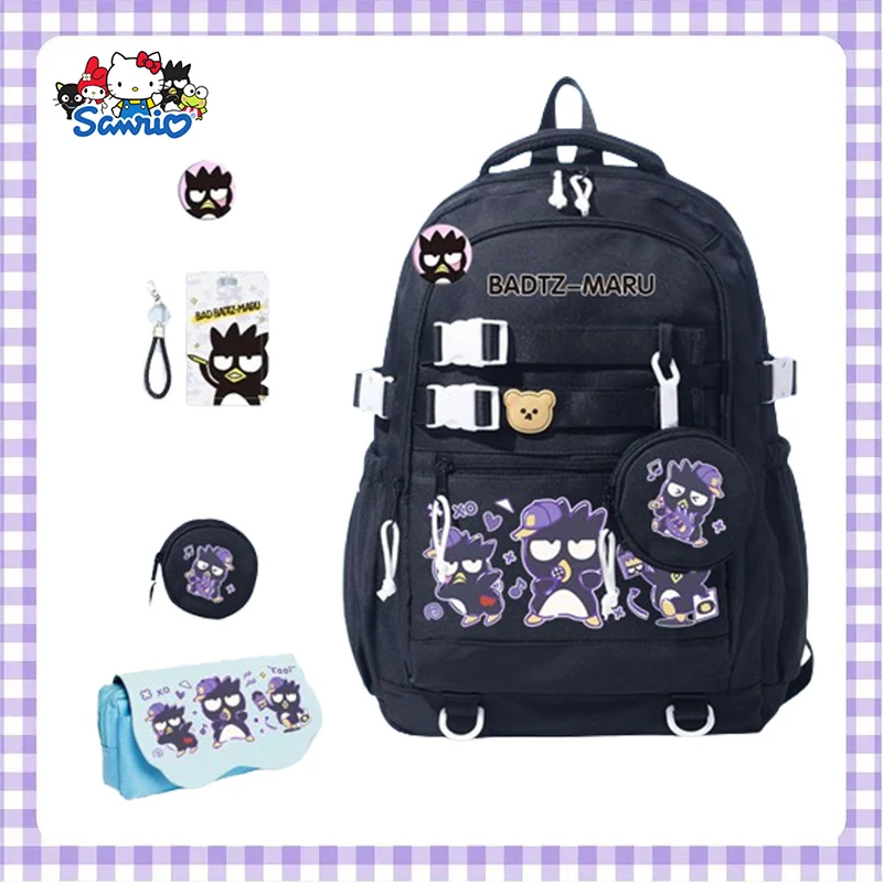 Kawaii Sanrio Bad Badtz Maru Bag Student Backpack Light High Capacity Leisure Comfortable Anime Figure Cartoon Festival Gift