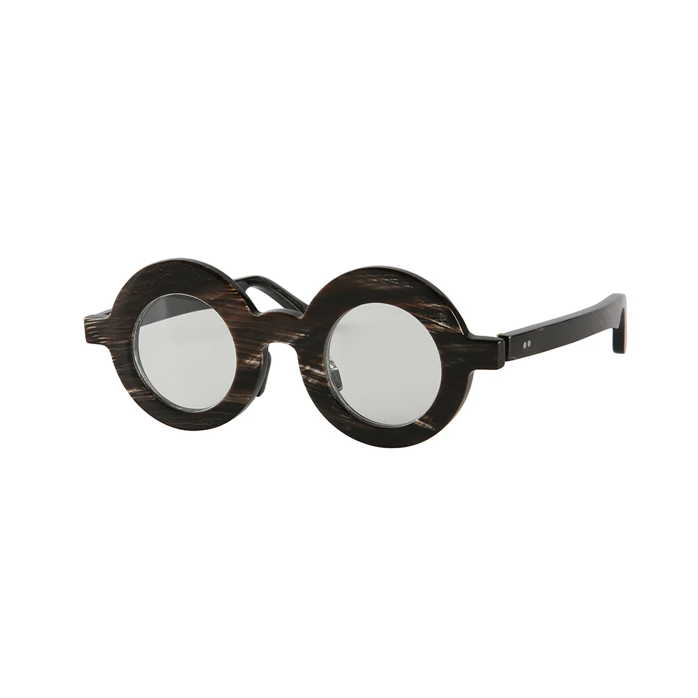 

New Round Striped Vintage Classic Reading Glass For Men Luxury Handmade Natural Horn Prescription Eyeglass Frames Myopia Eyewear