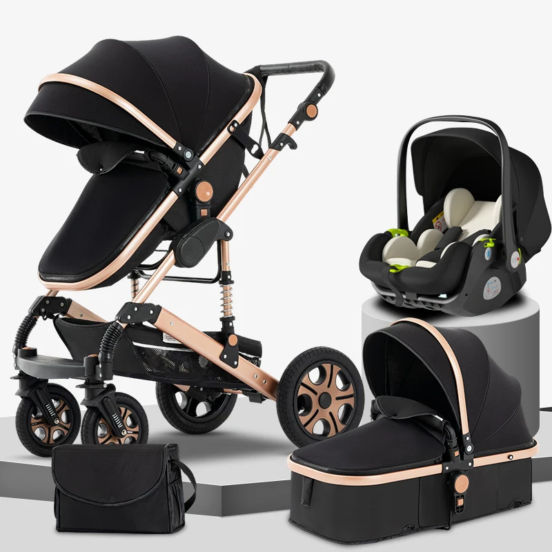 3 in 1 Baby Stroller,Baby Travel System,Baby Carriage 3in1 with Isofix Base,Foldable Newborn Pram,Reversible Standard Stroller