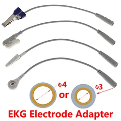 3.0mm And 4.0mm To Snap Clip VET Animal Alligator Clip EKG Electrode Adapter,For ECG EKG Leadwire 3.0Din 4.0Banana Plug,10cm.