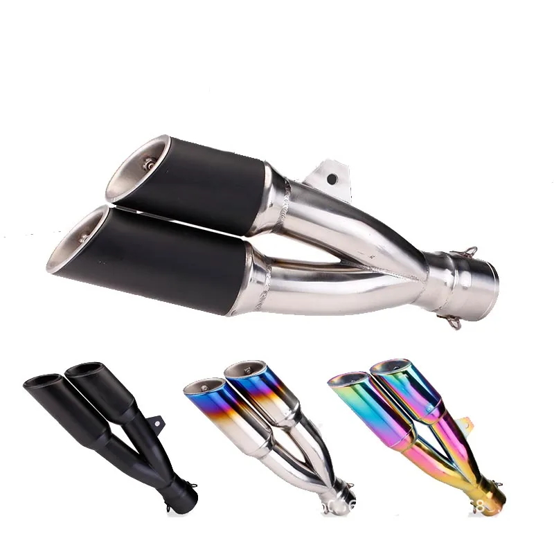 

Универсальная выхлопная труба для мотоцикла 51 мм, модифицированная, с двойными отверстиями, для CBR Z400 Big Devil502C Ninja250 MT07 S1000RR